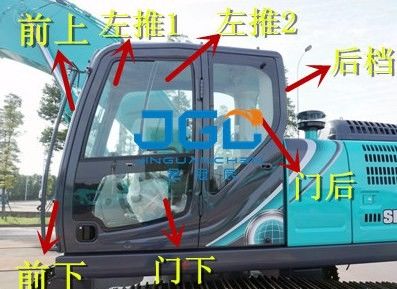 SK210 250 260 350LC-10掘削機の前後風防ガラスの薄板にされたガラス